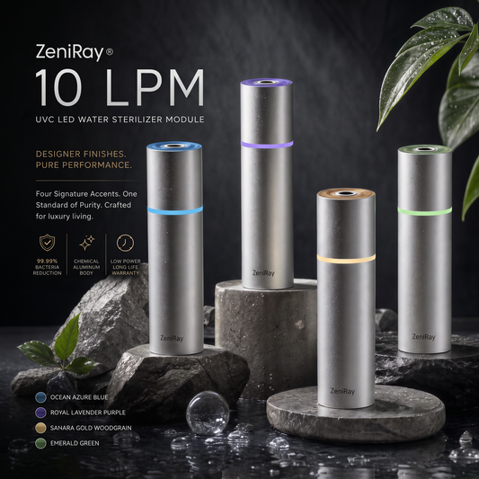 ZeniRay Smart 10 LPM UVC LED Water Sterilizer – Flow-Activated Terminal Purifier Module (99.99% Sterilization, Mercury-Free Last-Mile Shield for Luxury Homes)