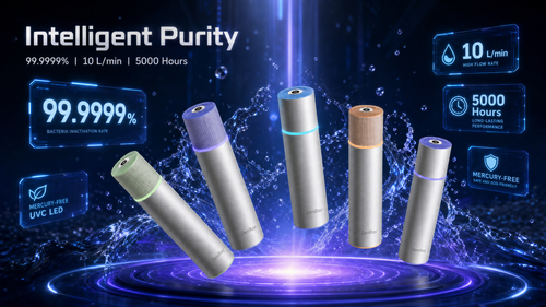 ZeniRay Smart UVC LED Water Sterilizer – 10 LPM High-Flow On-Demand Purifier (Mercury-Free, Main Water Line Shield)